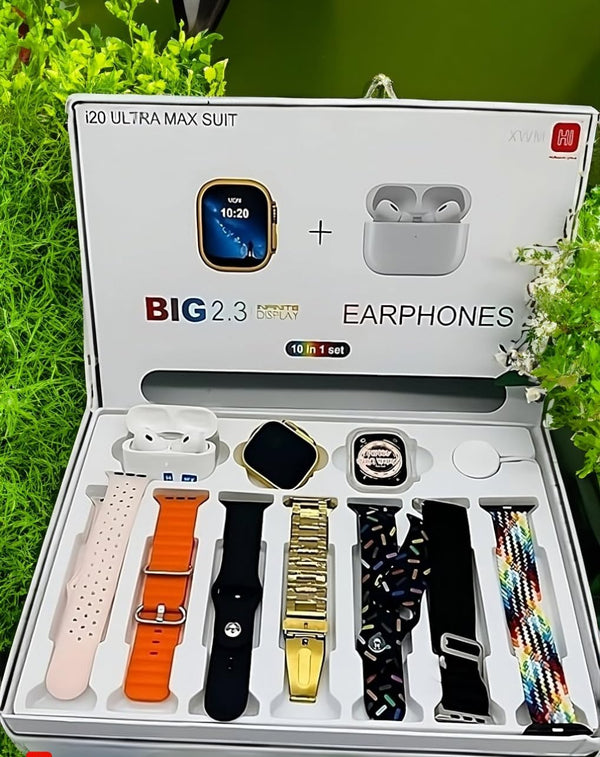 I20 Ultra Max Suit Smart Watch 10 In 1 Box 2.3inch Large Screen With 7 Strips Smartwatch With Airpords2 (random Color)